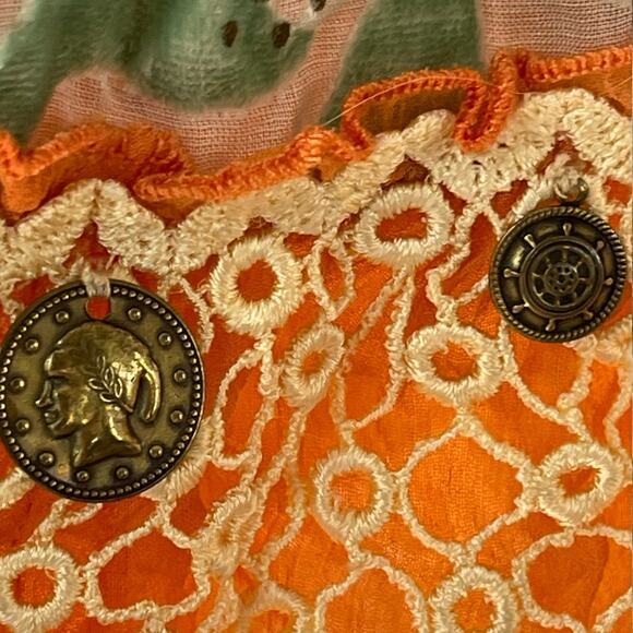 Boho Festival Silk Blend Gypsy Midi Skirt Devoré Velvet Cynthia Steffe Size 16 - Picture 7 of 14